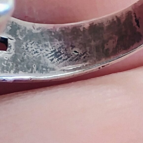 Vtg Native Sterling Silver Green Turquoise Ring Large Rectangle Size 6.5 - Picture 9 of 12